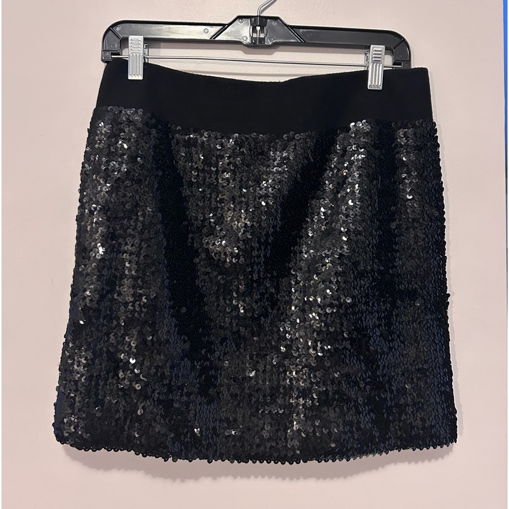 Black Sequin Stretchy Skirt